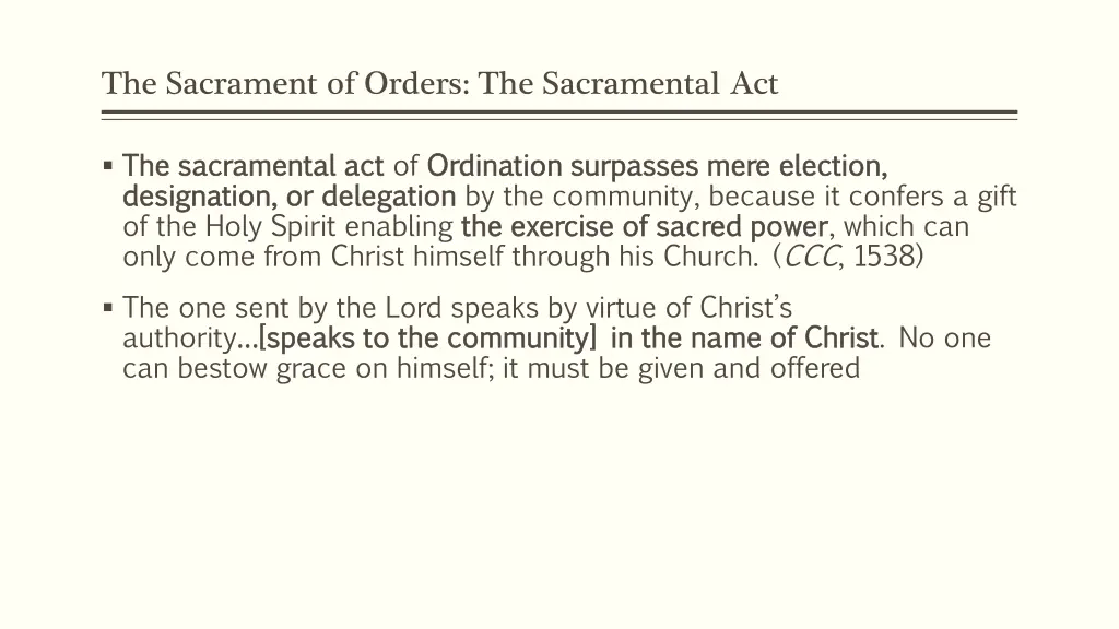 the sacrament of orders the sacramental act