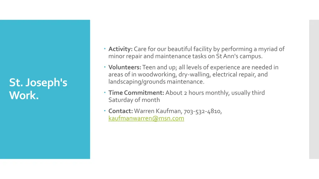 activity care for our beautiful facility