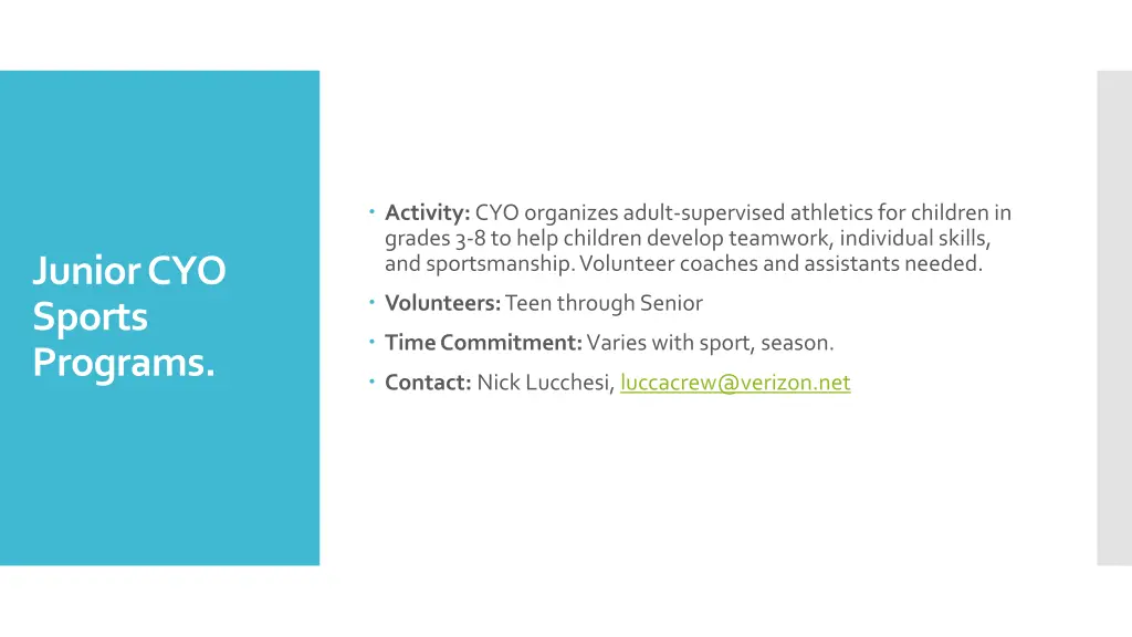 activity cyo organizes adult supervised athletics