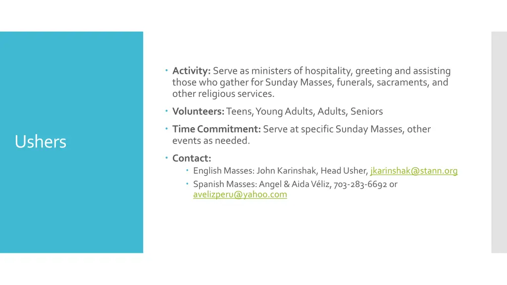 activity serve as ministers of hospitality