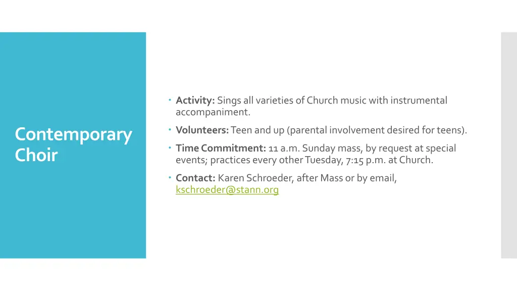 activity sings all varieties of church music with