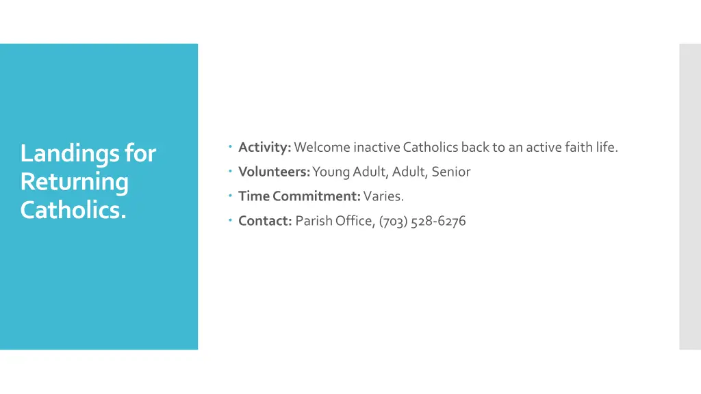 activity welcome inactive catholics back