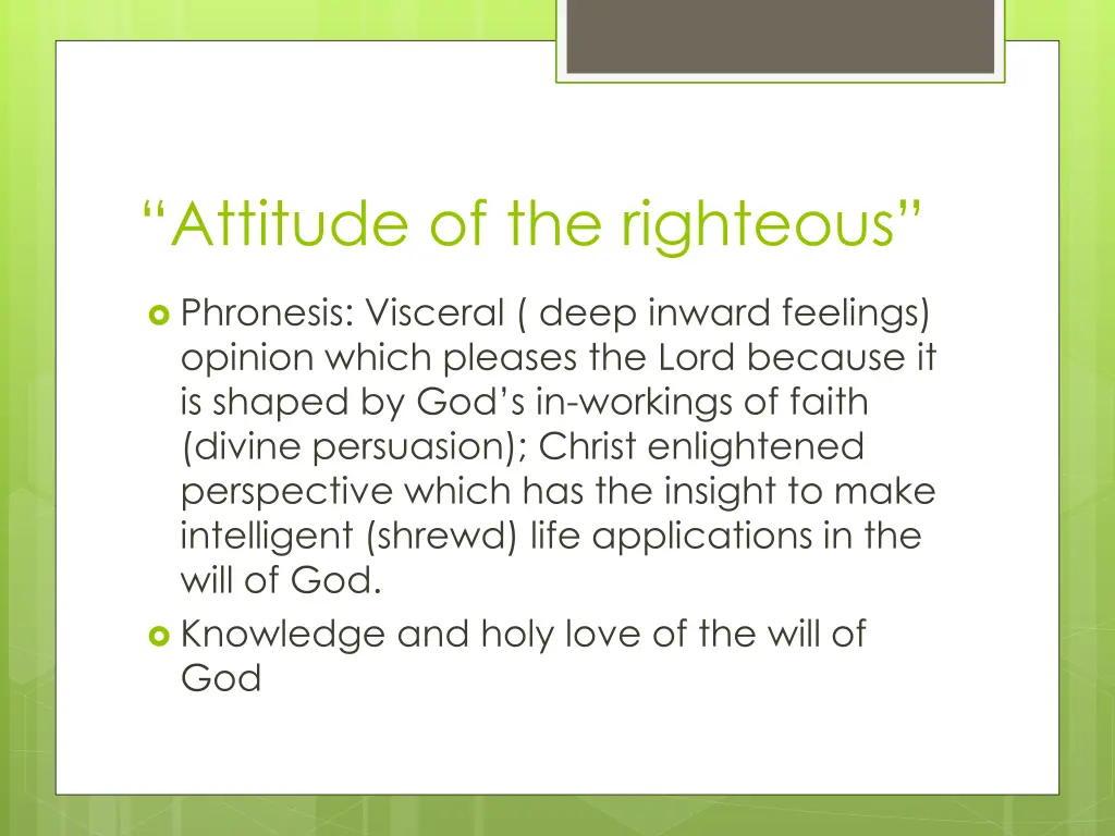 attitude of the righteous