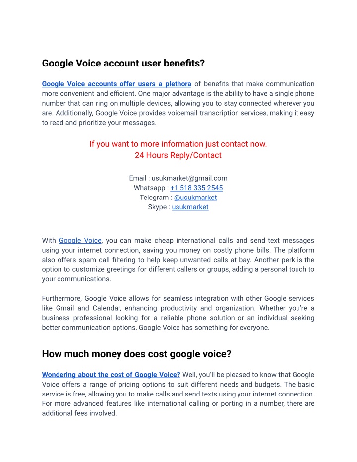 google voice account user benefits