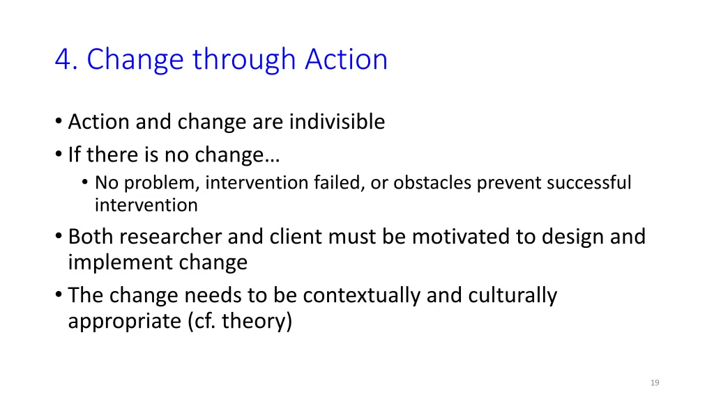 4 change through action