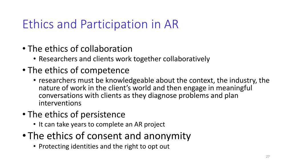 ethics and participation in ar