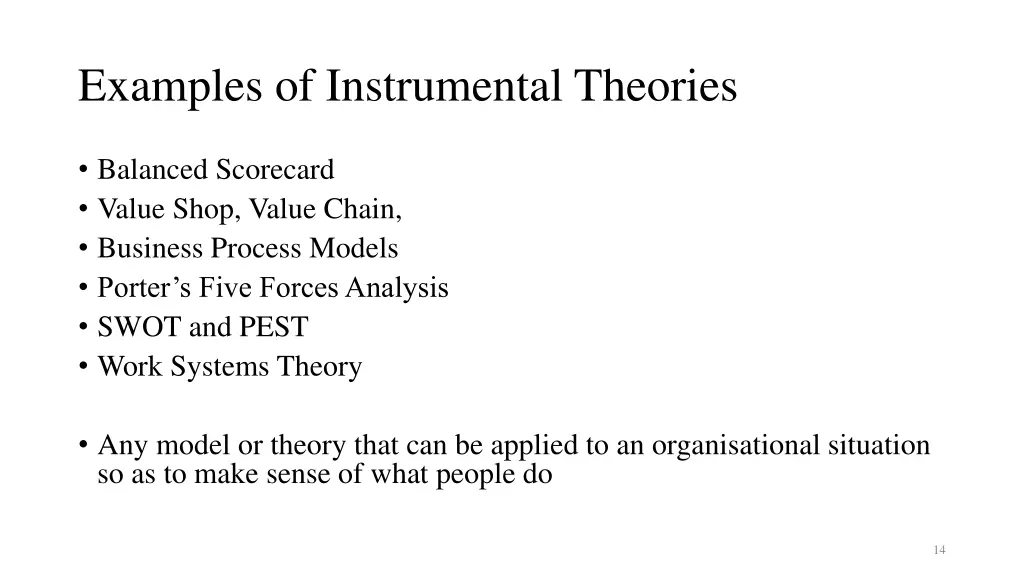 examples of instrumental theories