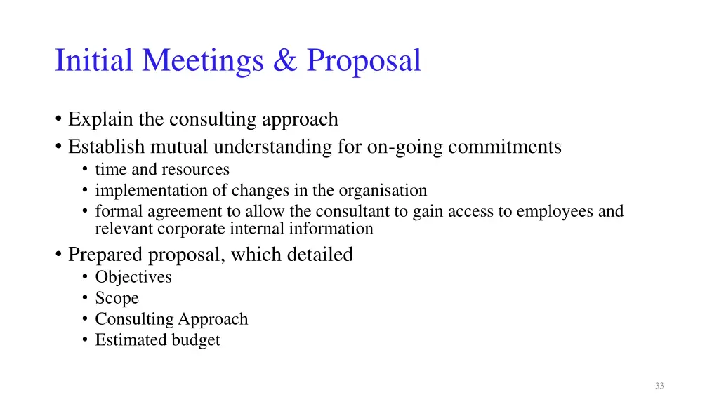 initial meetings proposal