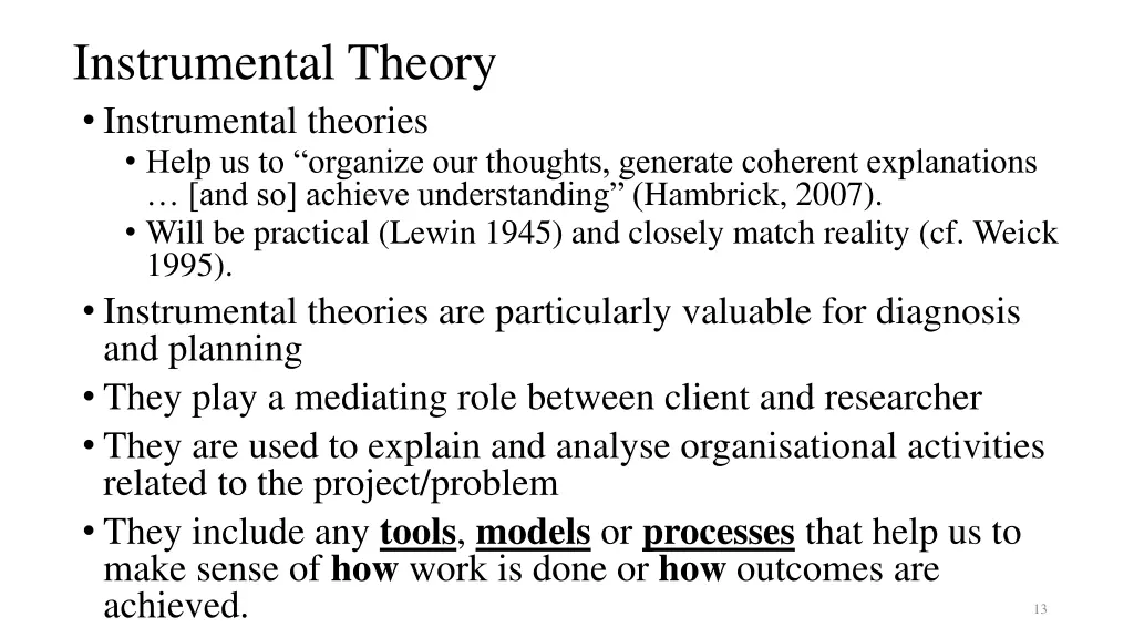 instrumental theory instrumental theories help