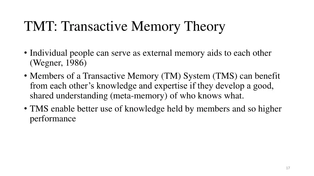 tmt transactive memory theory