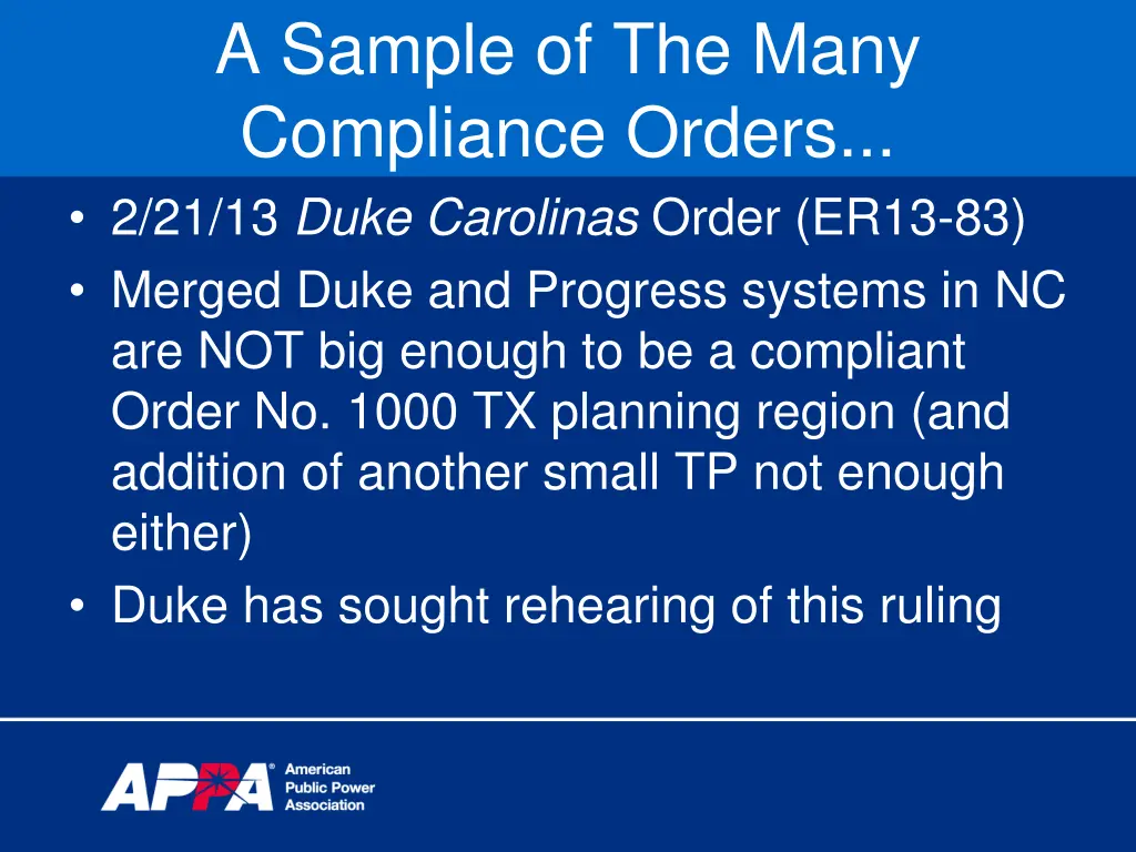 a sample of the many compliance orders