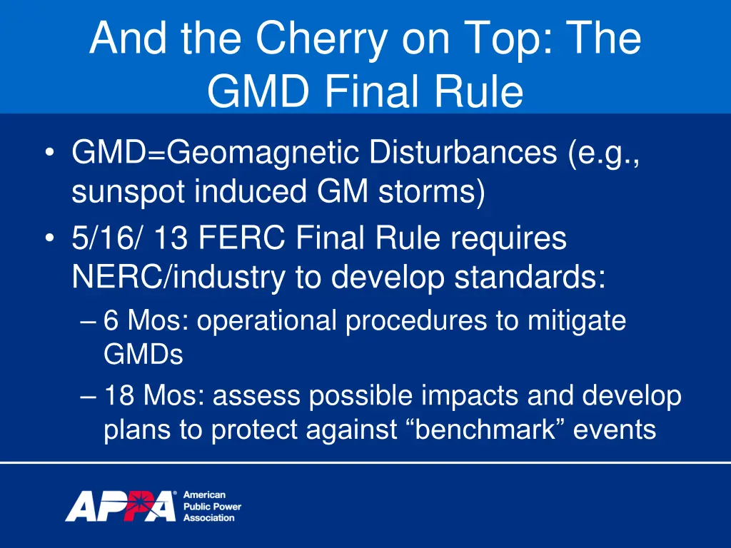 and the cherry on top the gmd final rule