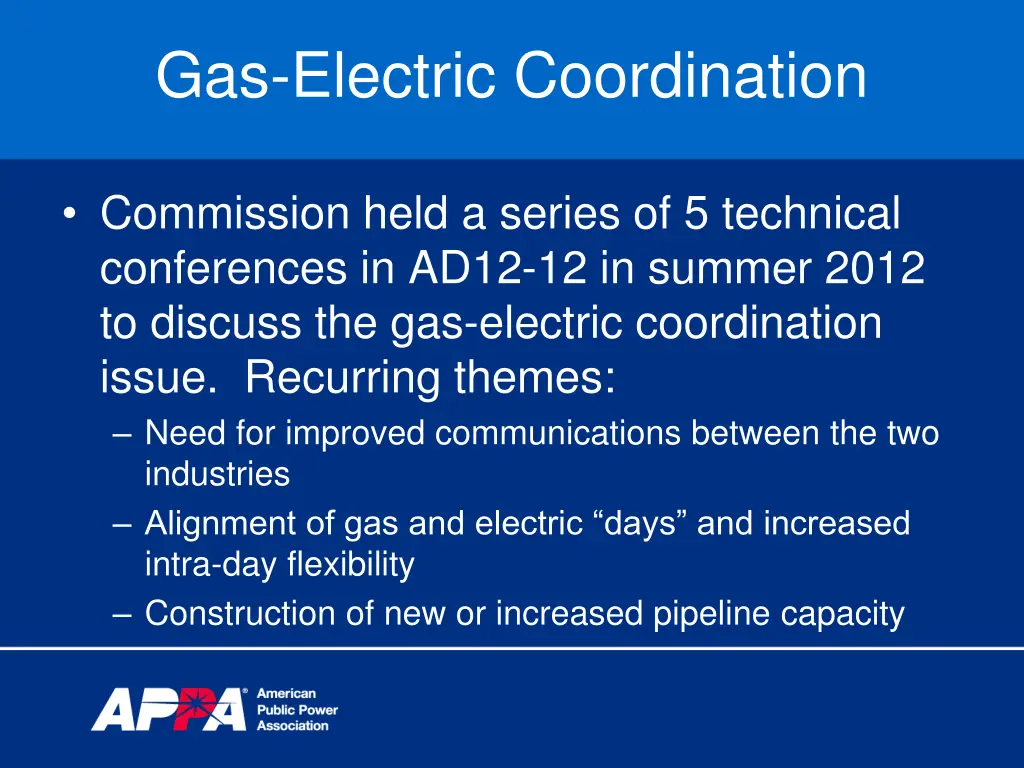 gas electric coordination