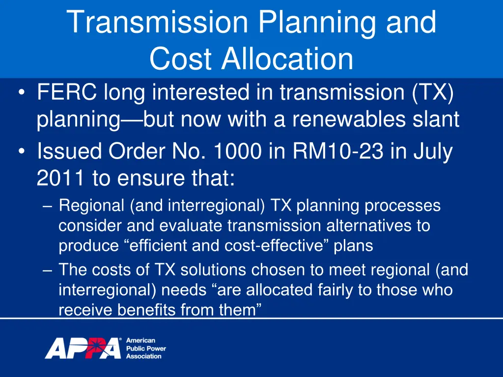 transmission planning and cost allocation ferc