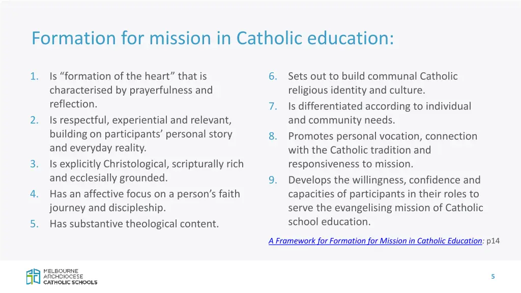 formation for mission in catholic education