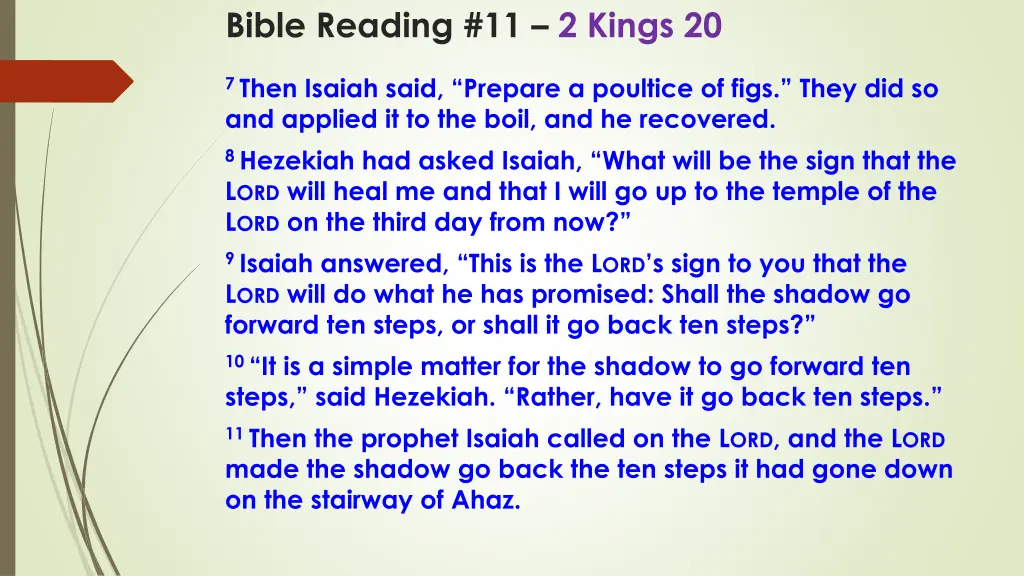 bible reading 11 2 kings 20