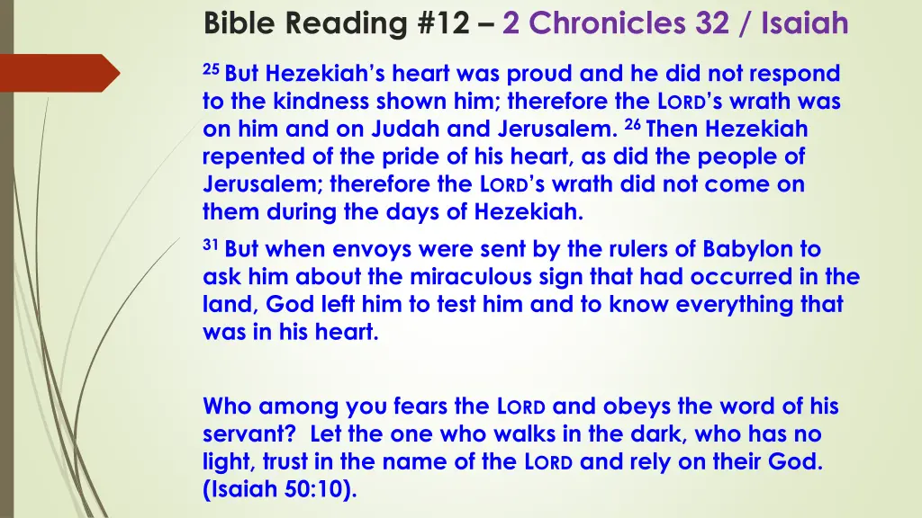 bible reading 12 2 chronicles 32 isaiah