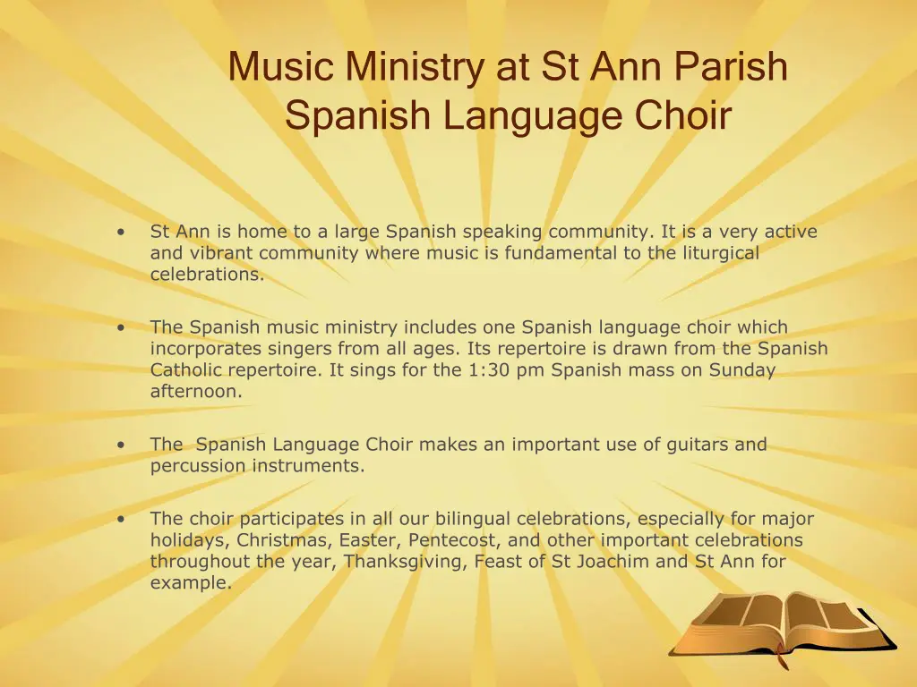 music ministry at st ann parish spanish language