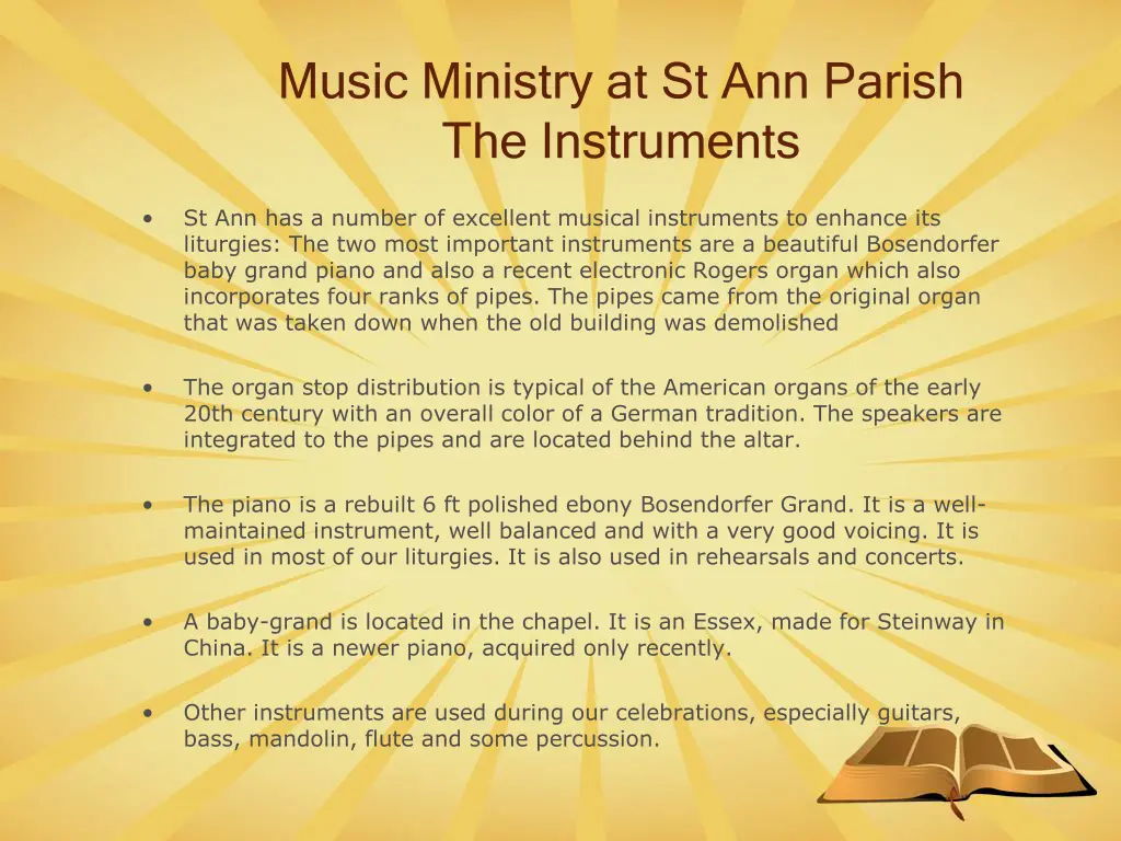 music ministry at st ann parish the instruments