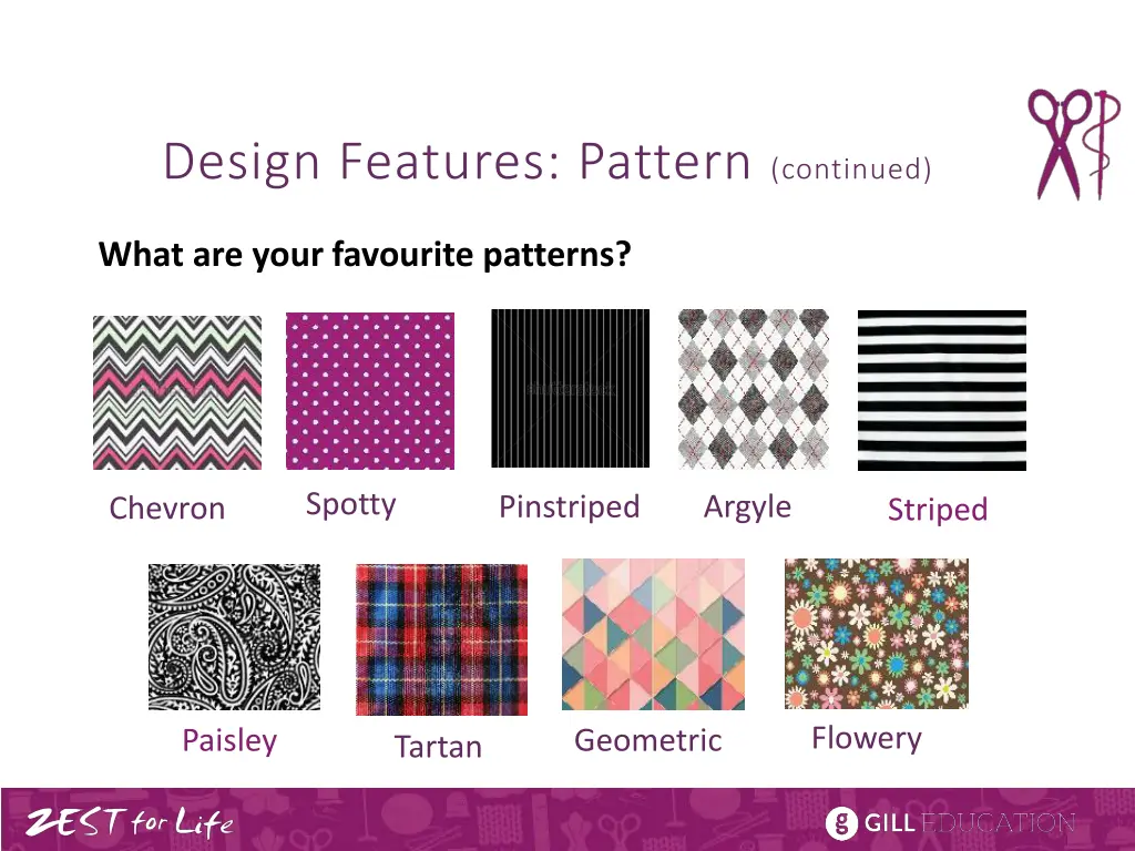 design features pattern continued