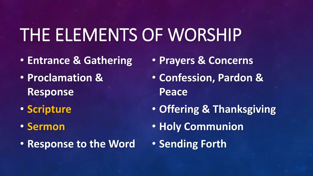 the elements of worship the elements of worship 2