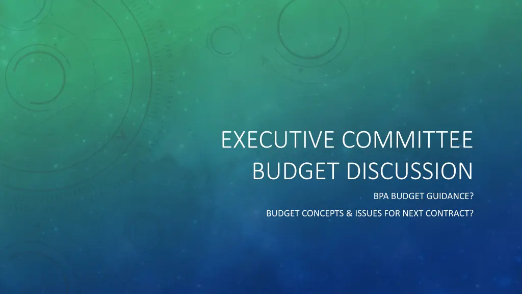 executive committee budget discussion