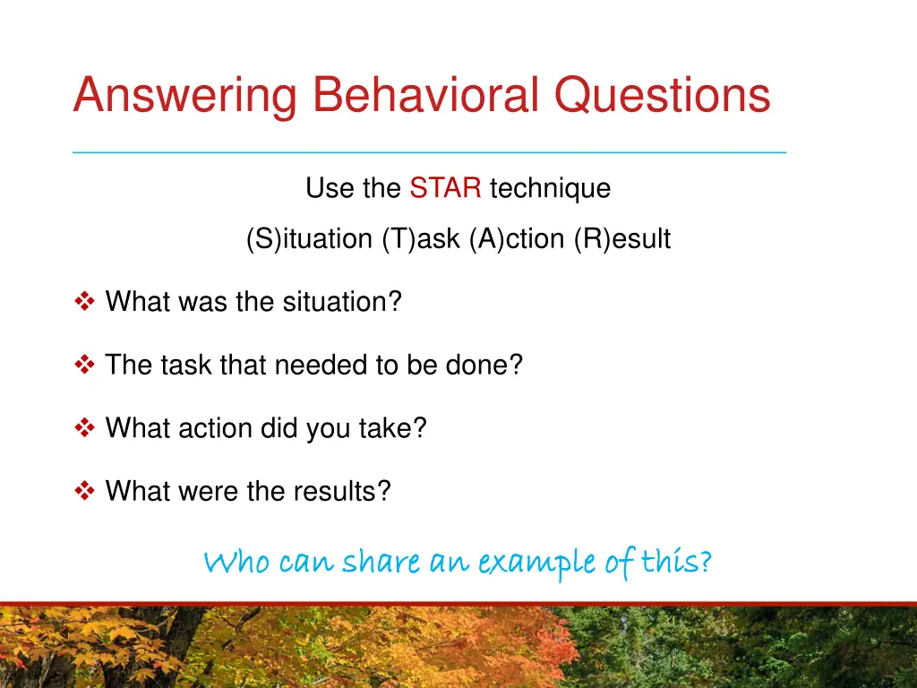 answering behavioral questions