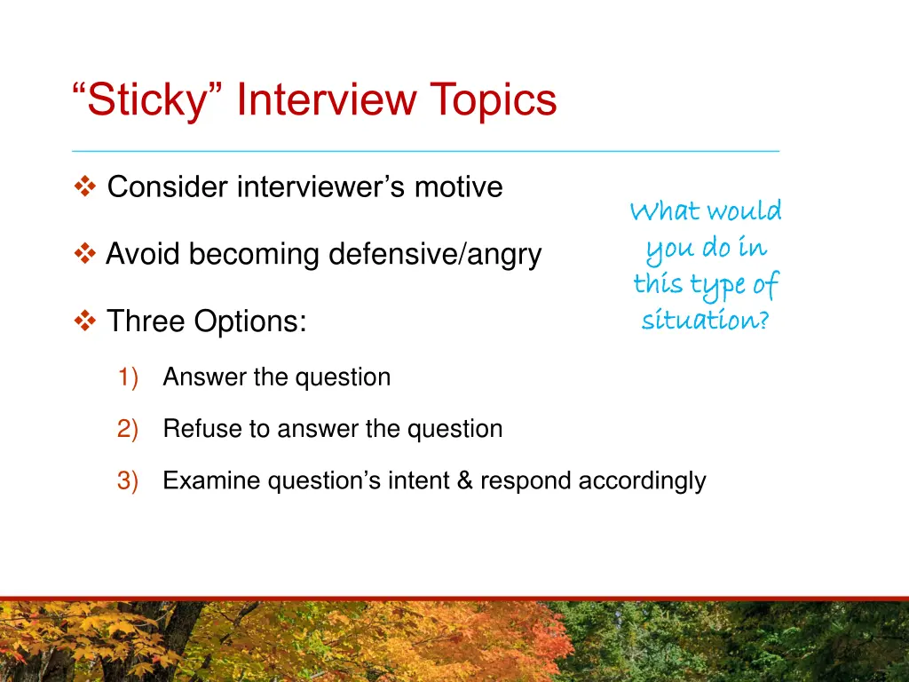 sticky interview topics 1