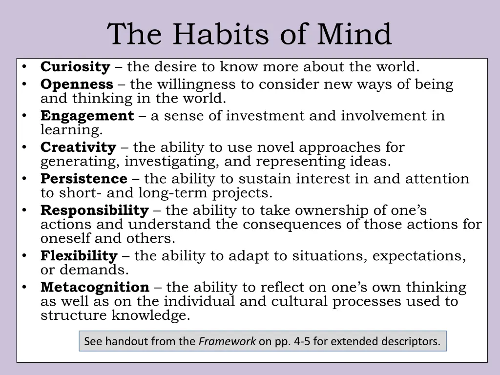 the habits of mind curiosity the desire to know