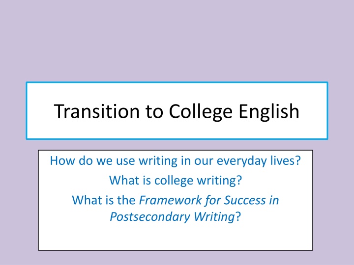 transition to college english