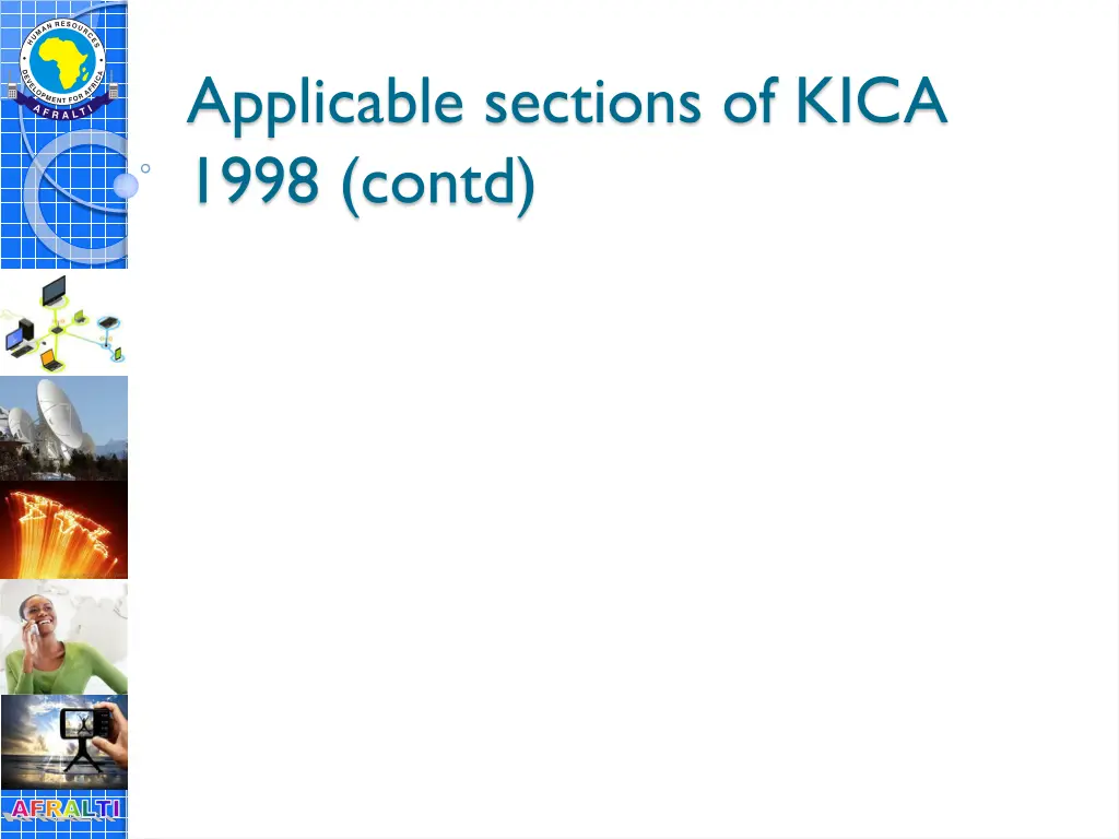 applicable sections of kica 1998 contd