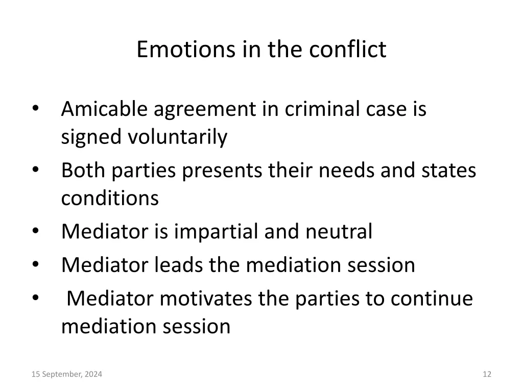 emotions in the conflict