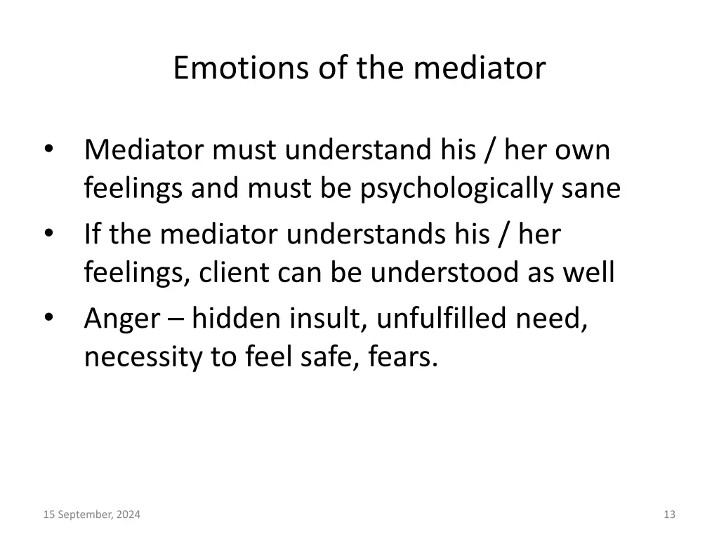 emotions of the mediator