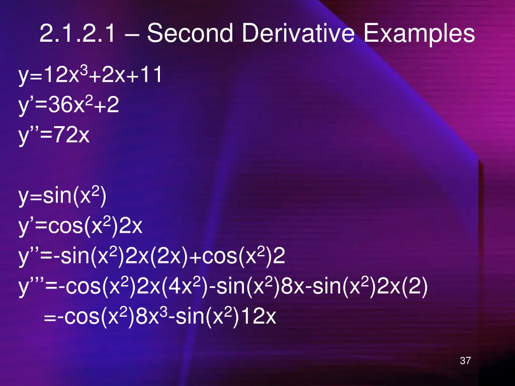 2 1 2 1 second derivative examples