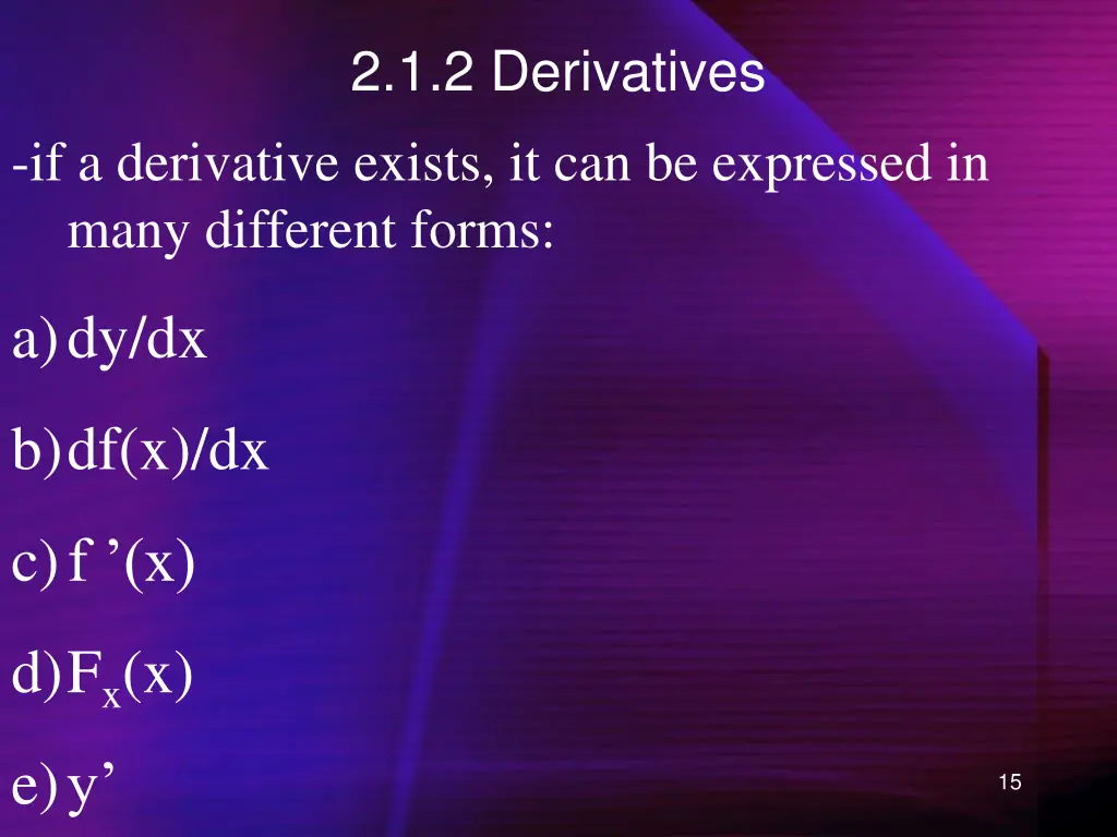 2 1 2 derivatives