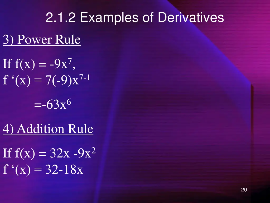 2 1 2 examples of derivatives 3 power rule