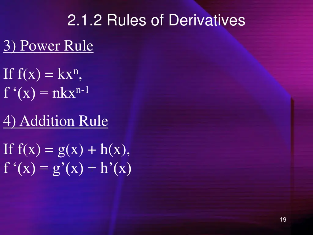 2 1 2 rules of derivatives 3 power rule