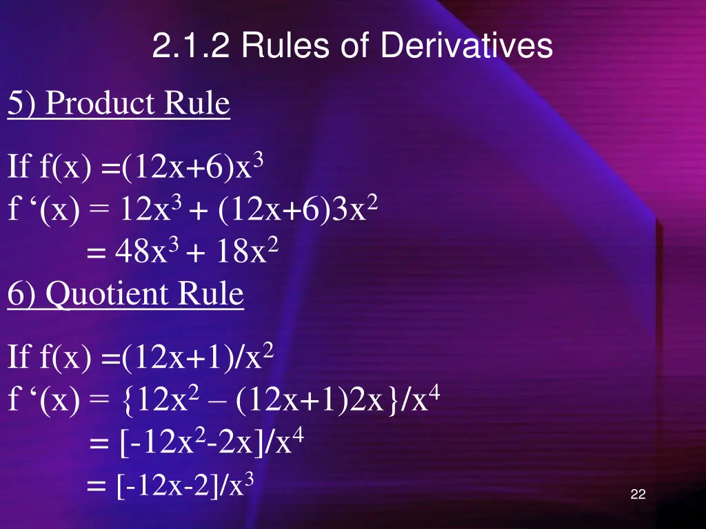 2 1 2 rules of derivatives 5 product rule 1