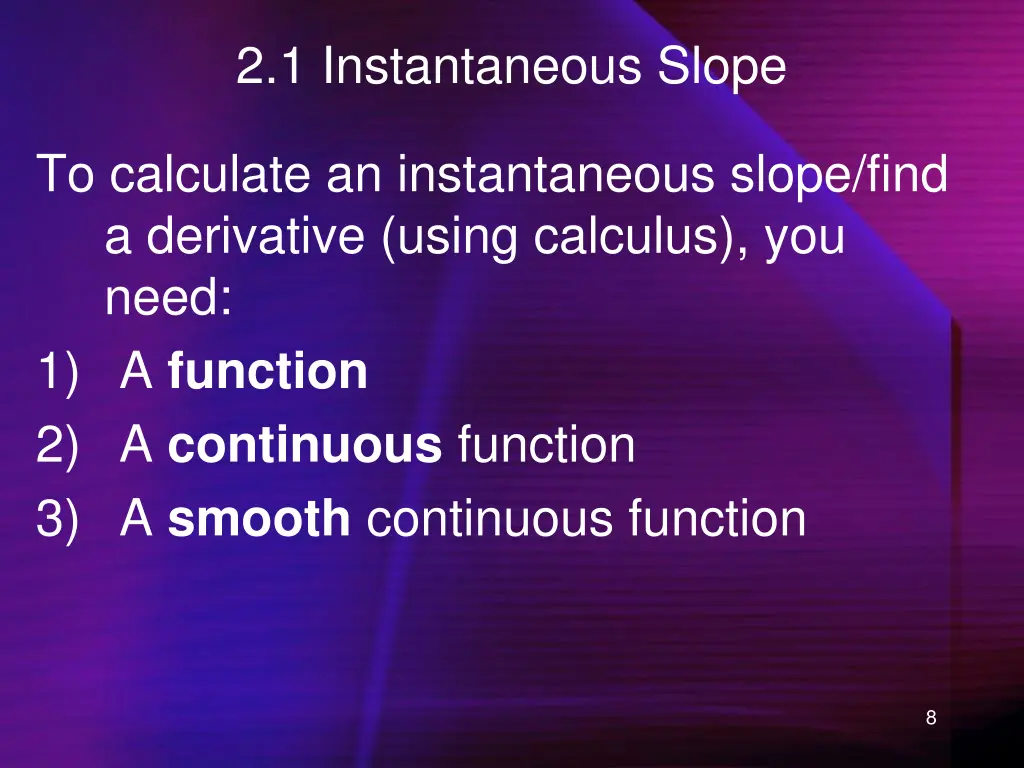 2 1 instantaneous slope