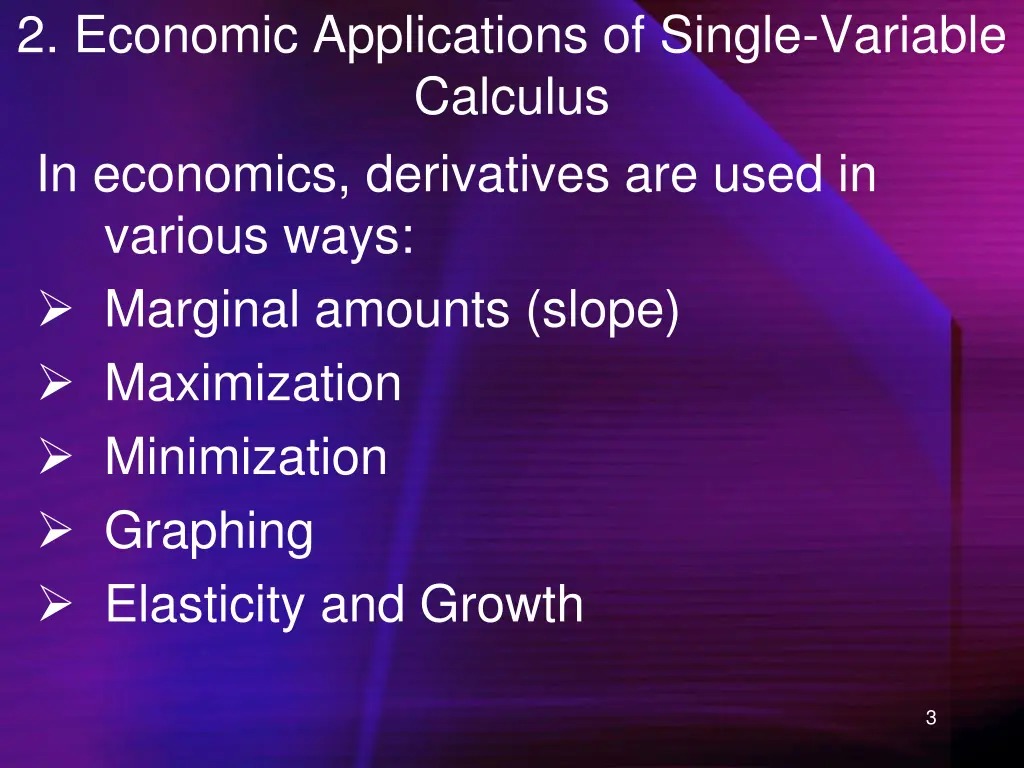 2 economic applications of single variable 2