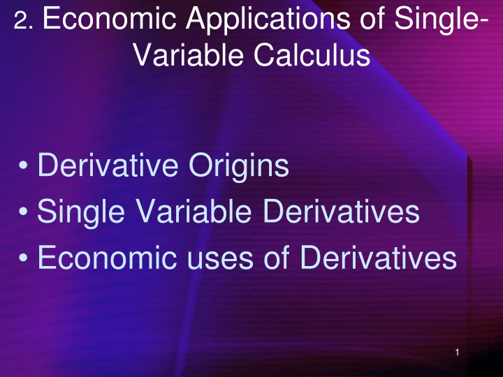 2 economic applications of single variable