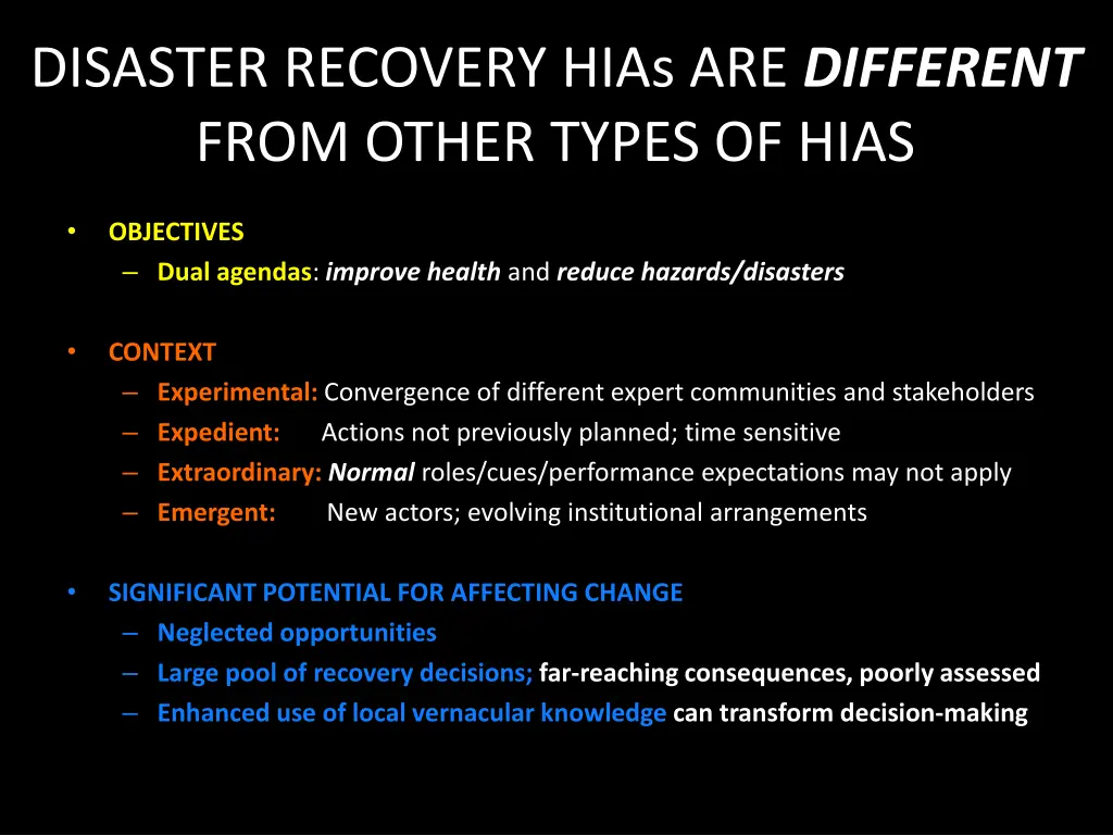 disaster recovery hias are different from other