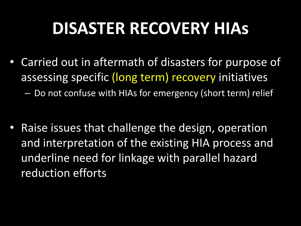 disaster recovery hias