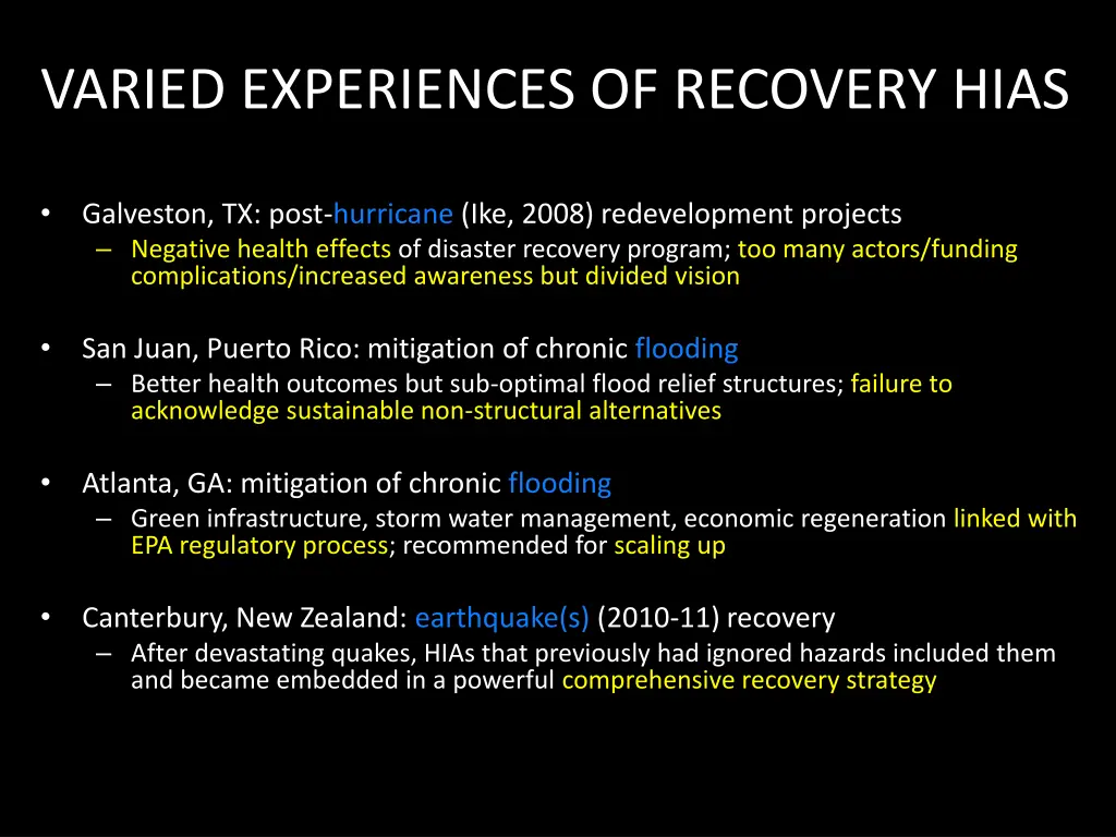 varied experiences of recovery hias