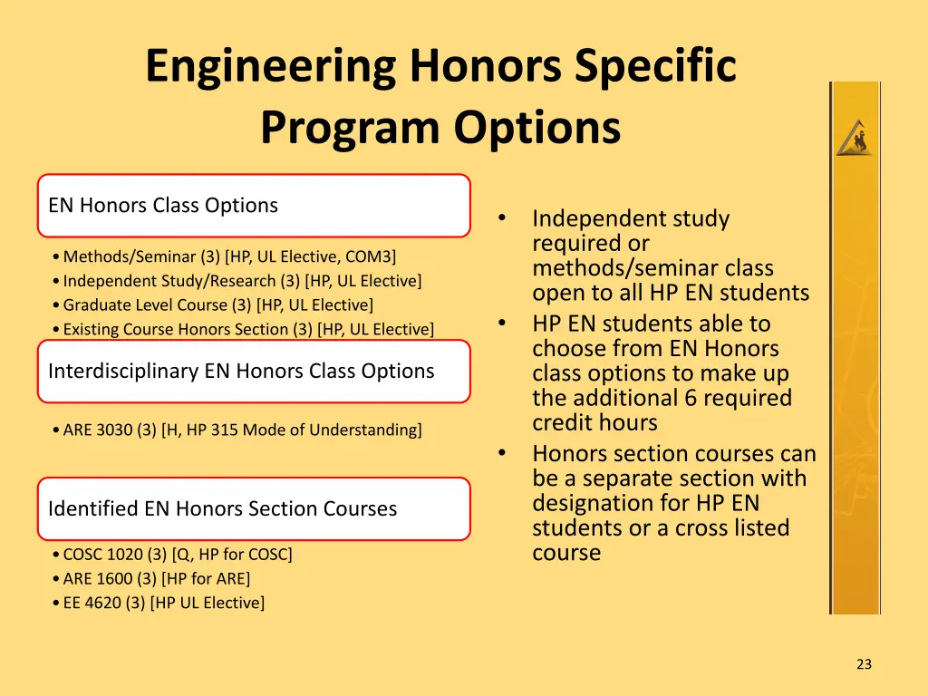 engineering honors specific program options