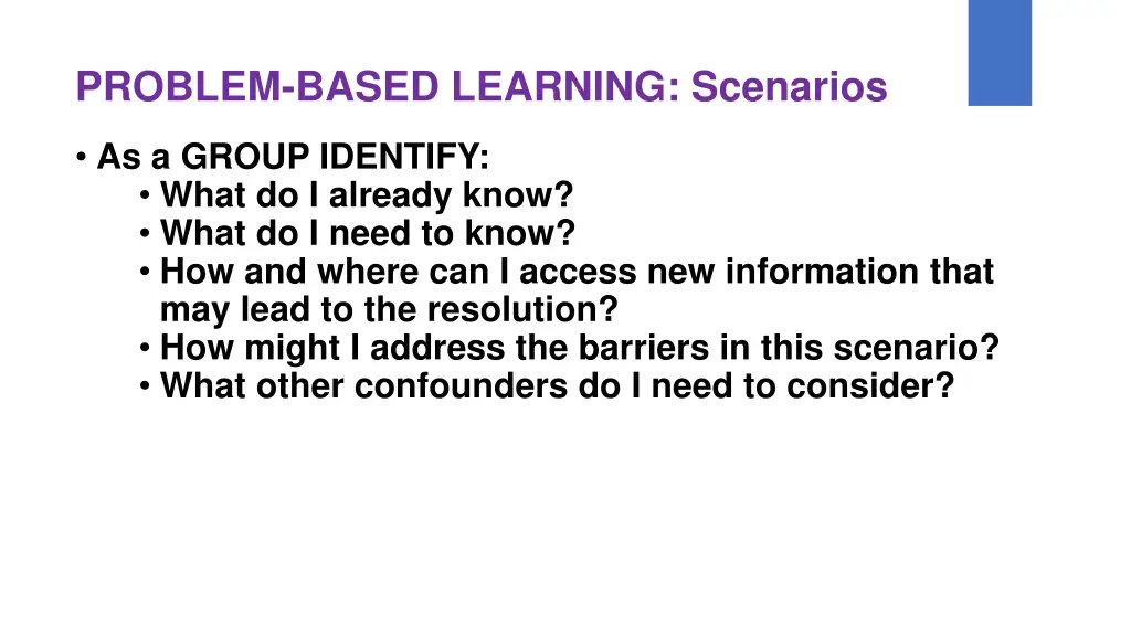 problem based learning scenarios 1