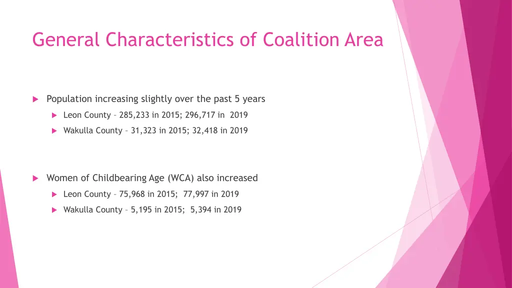 general characteristics of coalition area