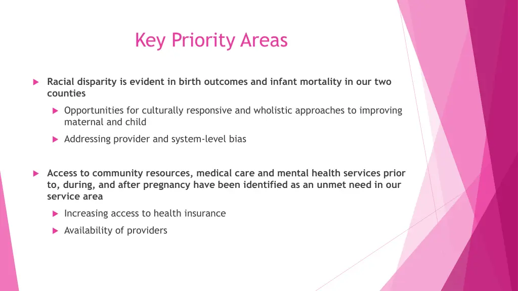 key priority areas