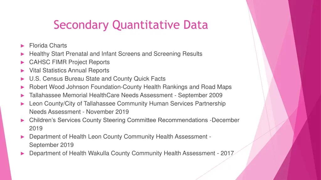 secondary quantitative data