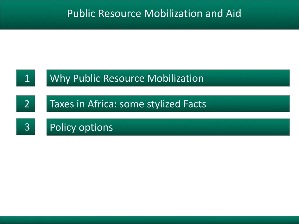 public resource mobilization and aid